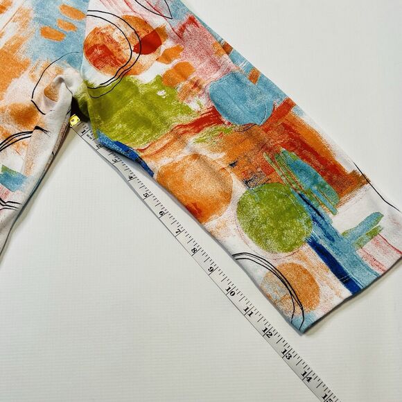 Jess Jane Shirt Women's XL Vienna Soft Knit 3/4 Sleeve Top Multicolor Art Wear - Picture 8 of 8